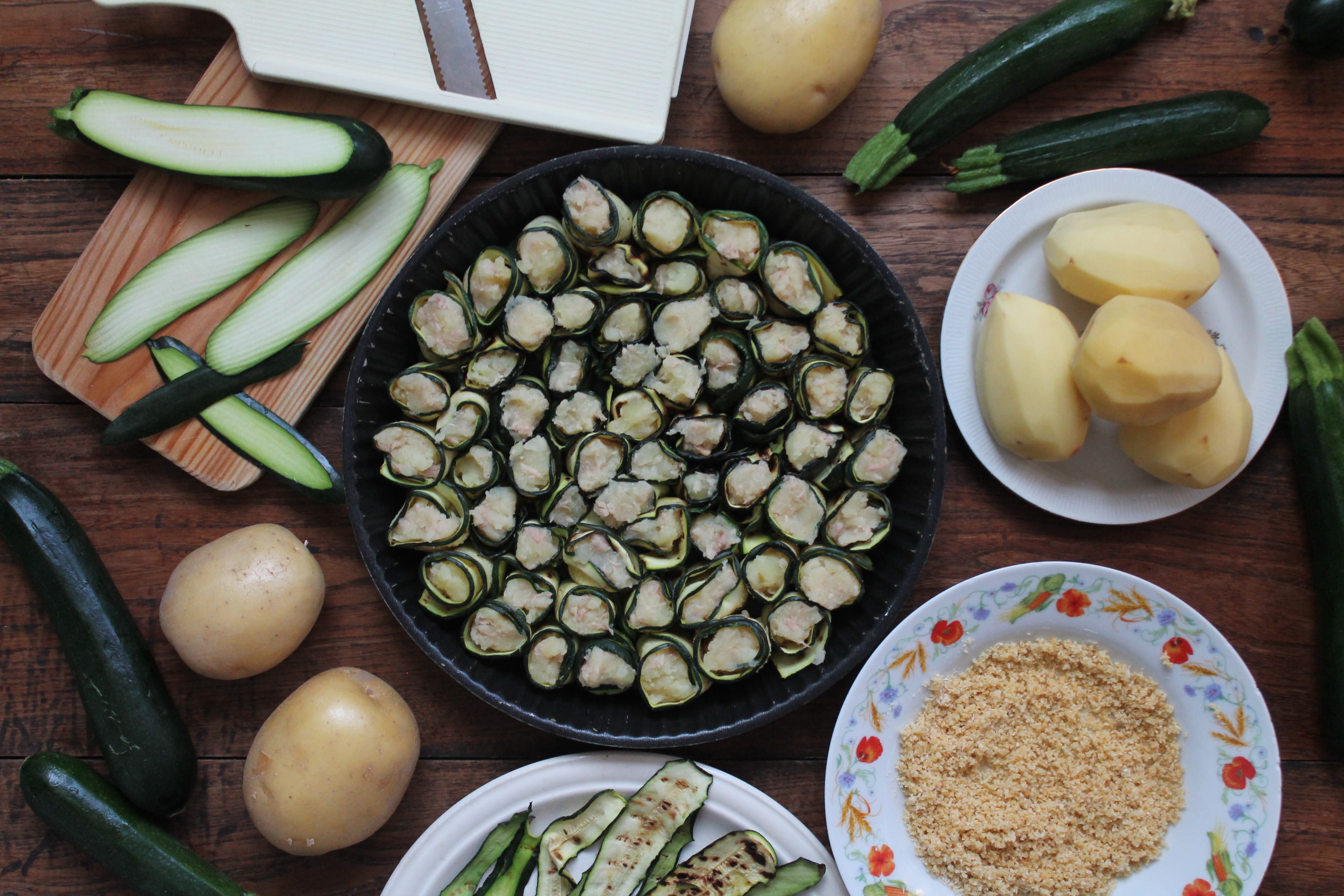 Involtini di zucchine con patate Colomba e tonno