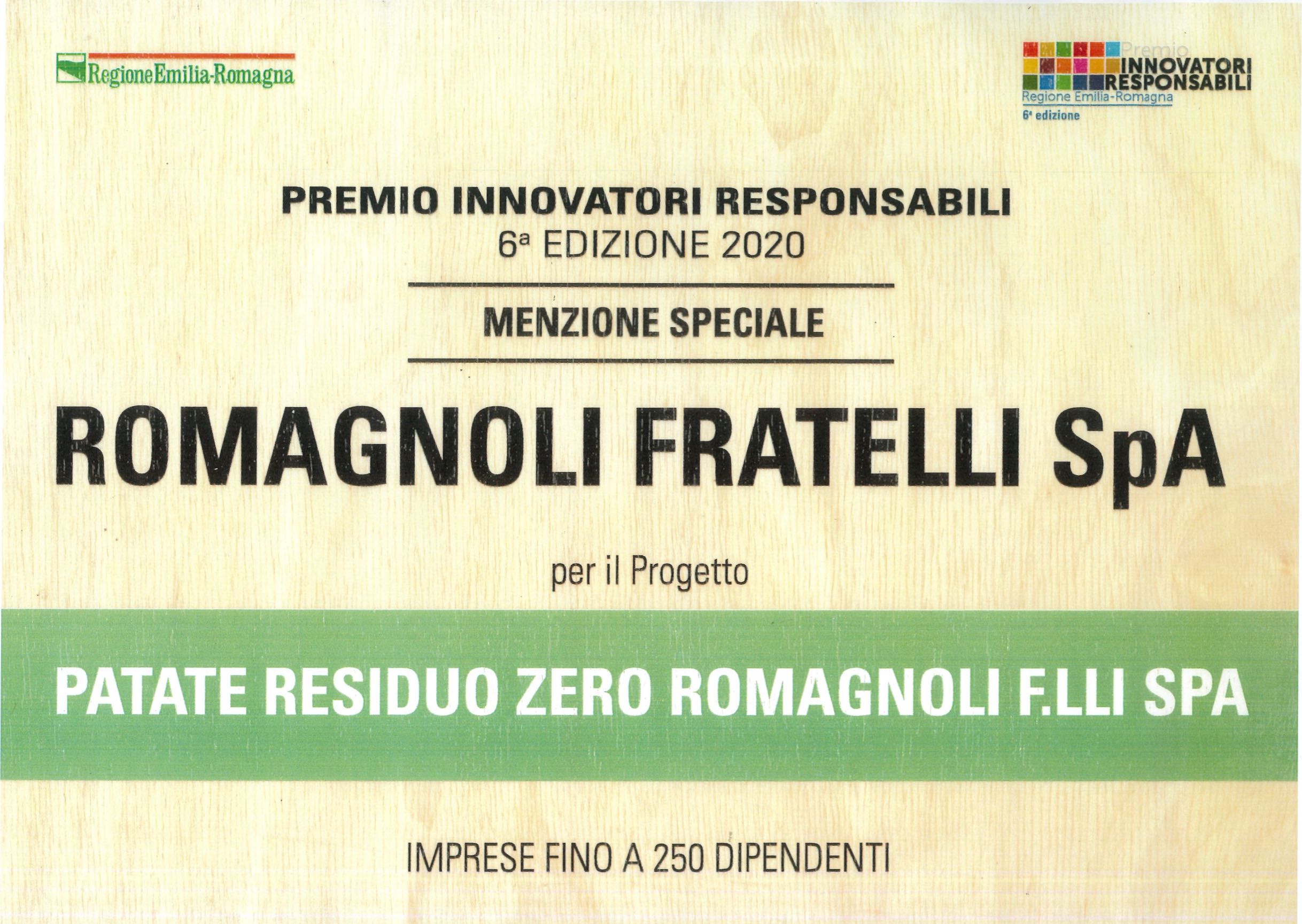 Romagnoli F.lli Spa Premio Innovatori Responsabili Foto targa 1