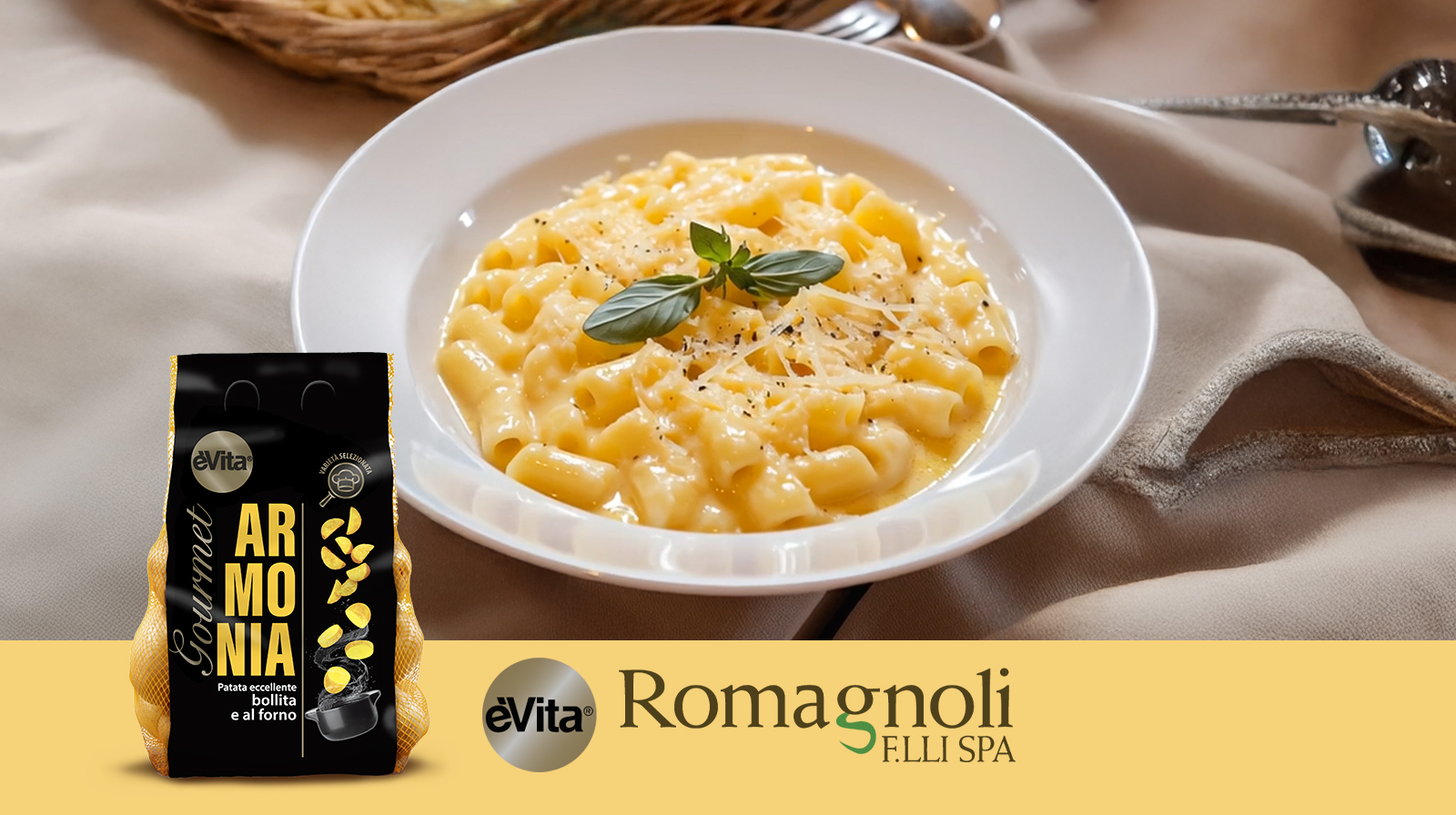 Pasta, patate e provola con Armonia Gourmet a polpa gialla