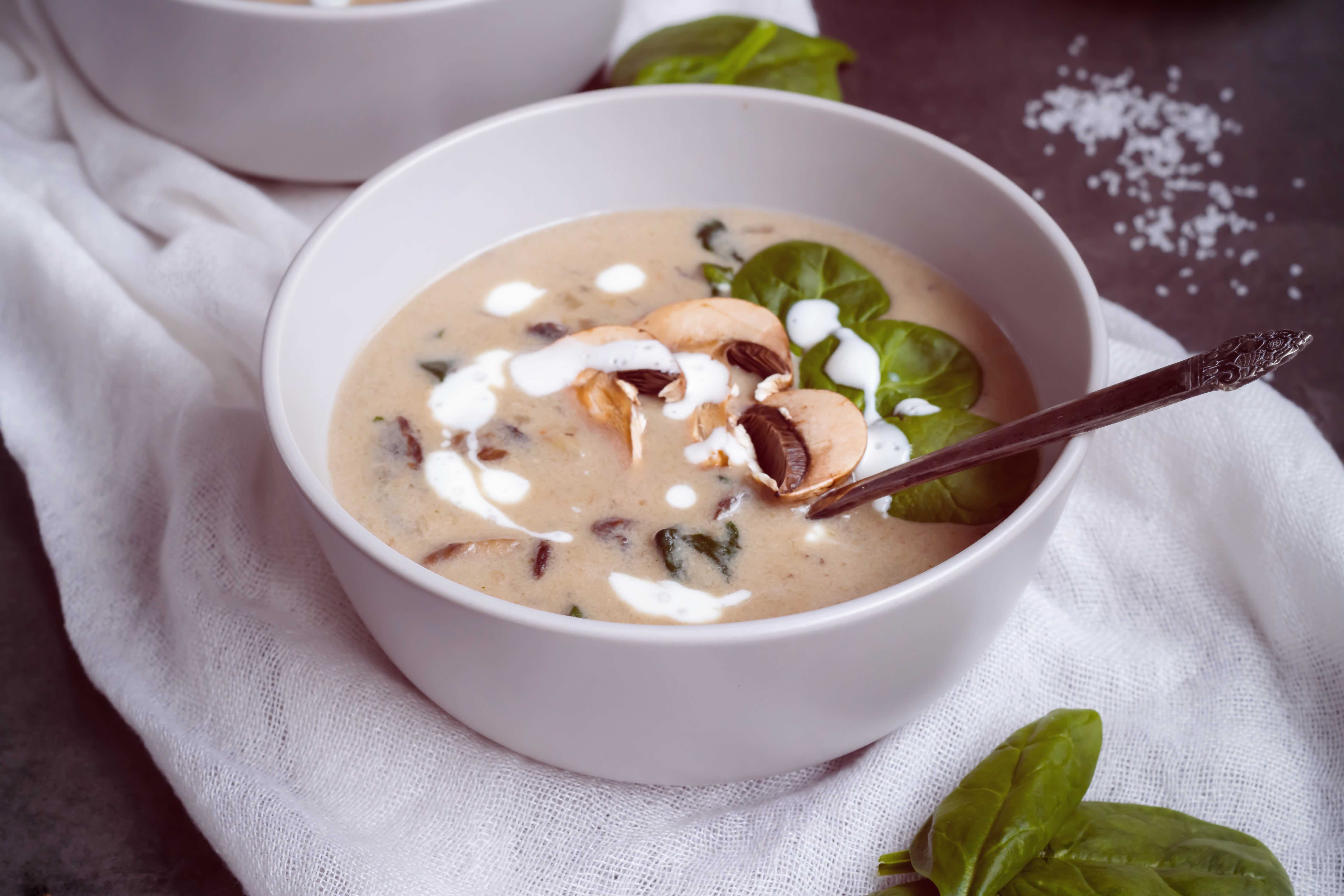 Cream of mushroom and potato soup