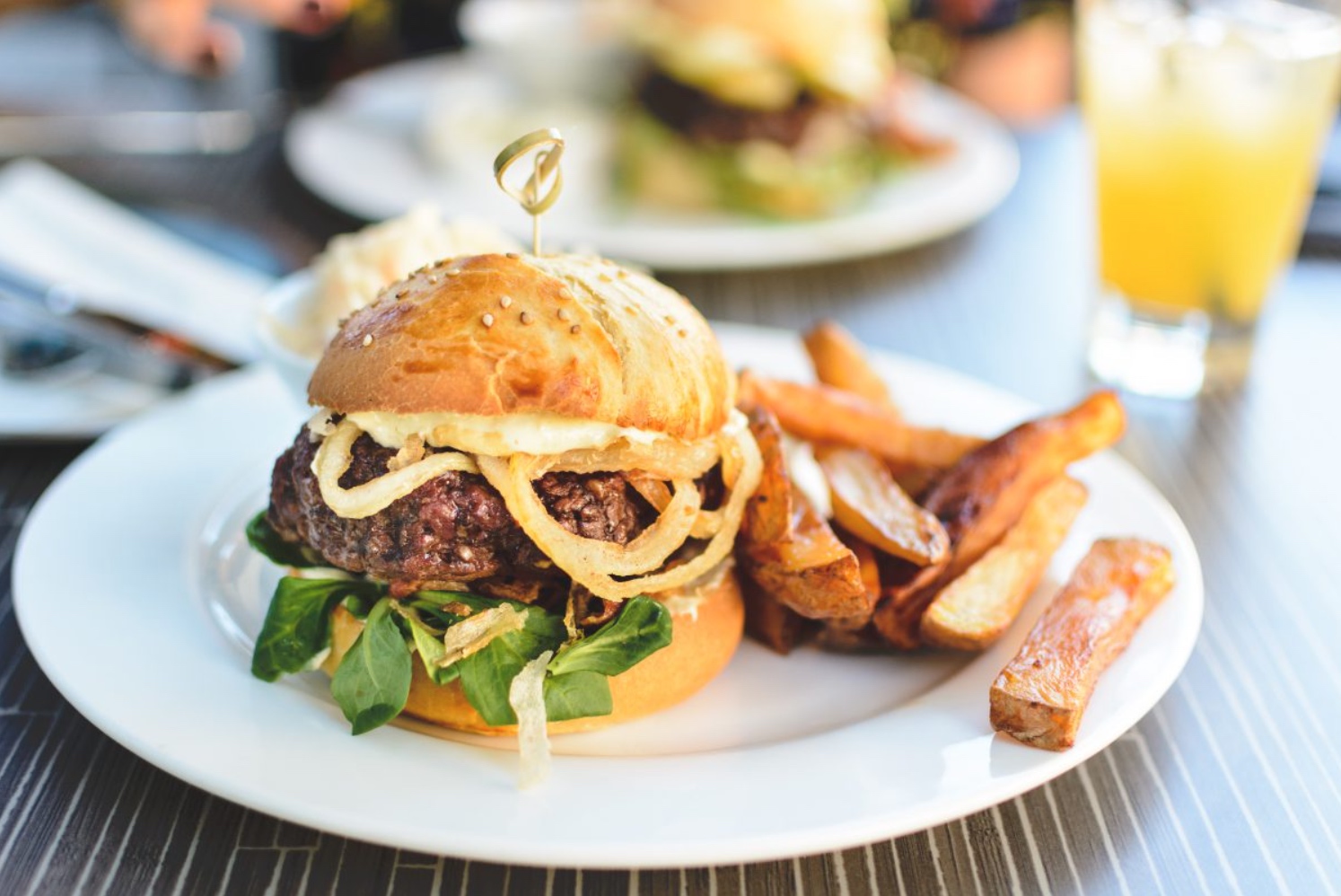 Veal burger and french fries