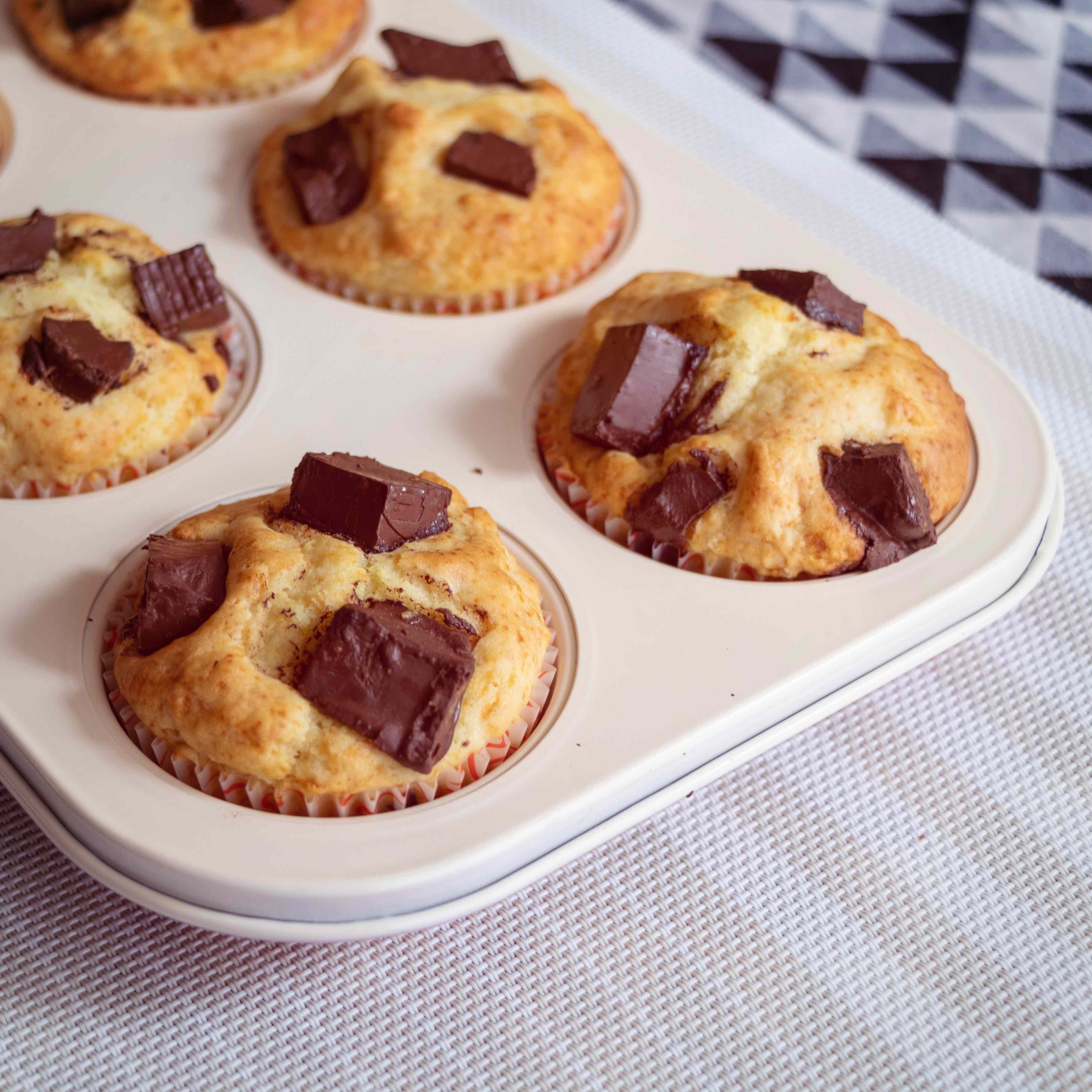Sweet potato muffins with pieces of chocolate
