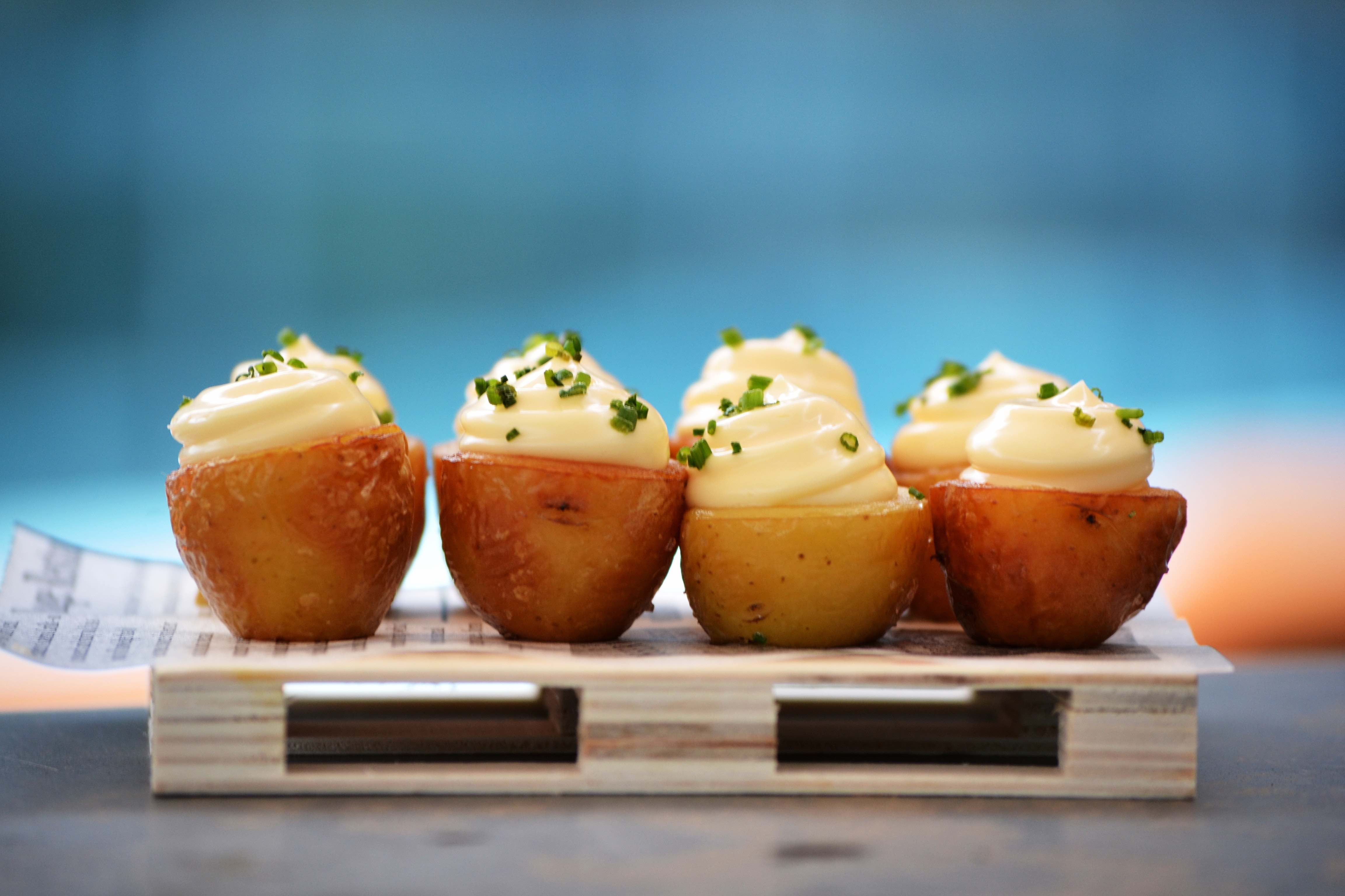 New potato bites with sour cream