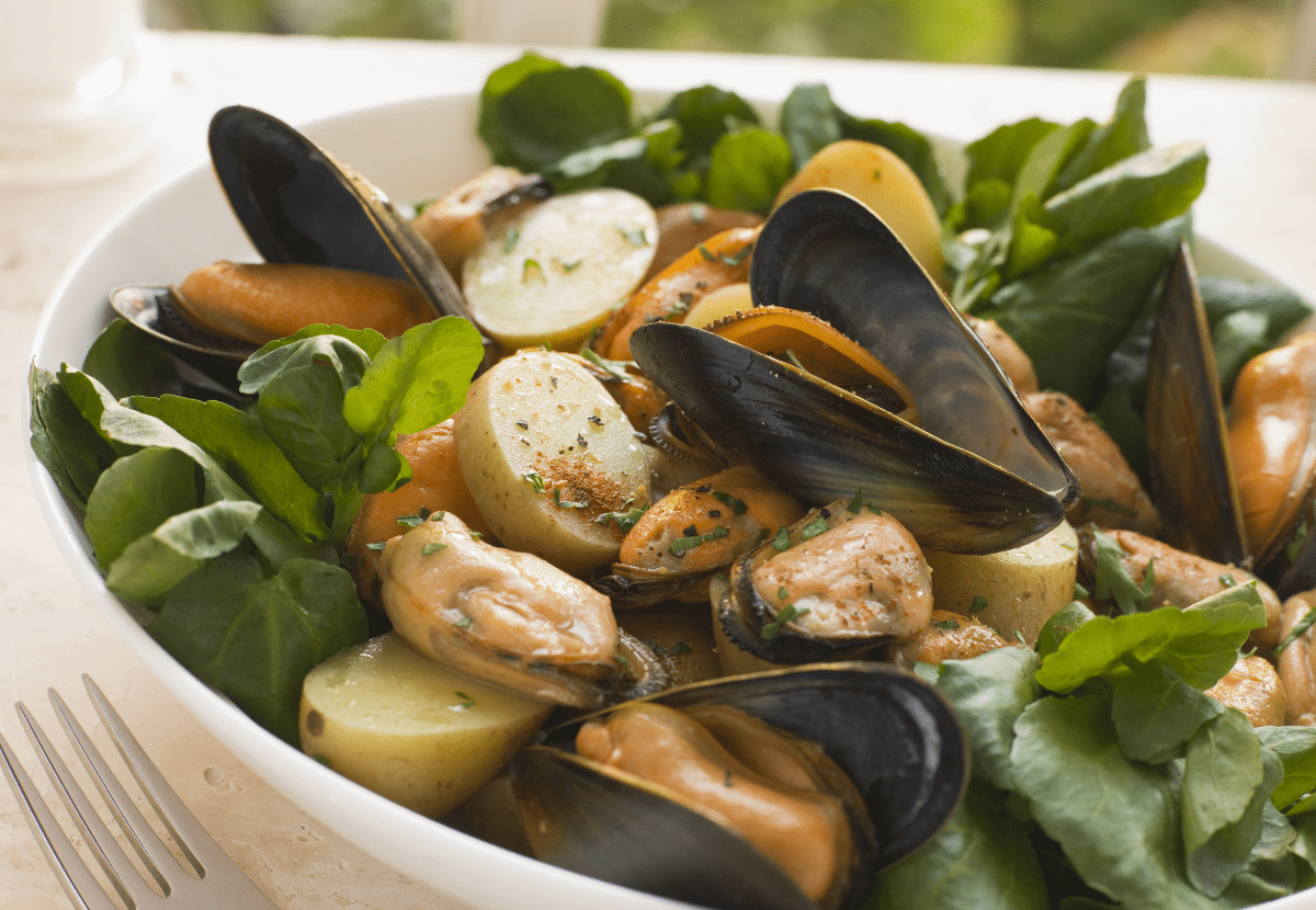 Mussels and Arizona potato salad