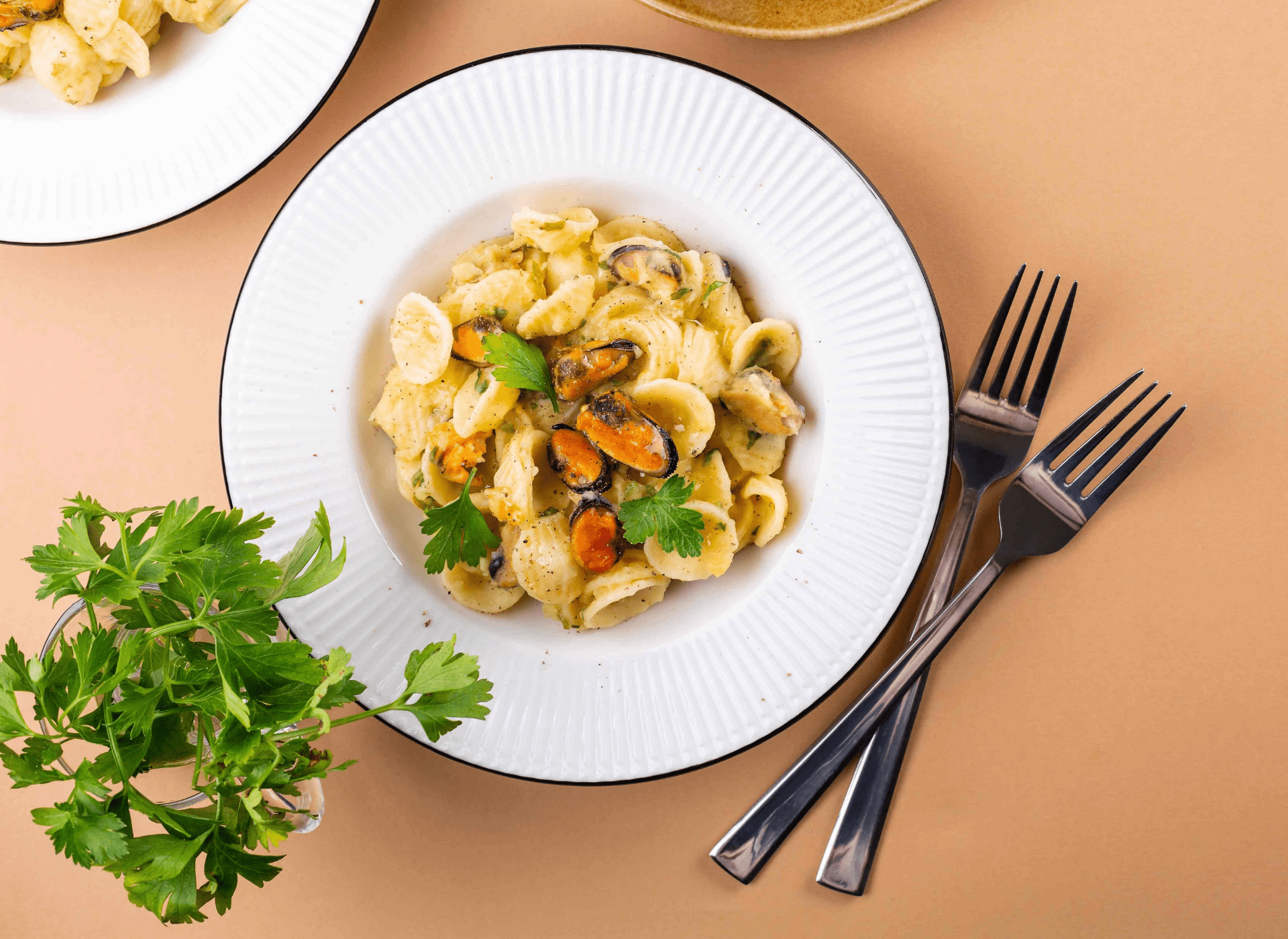 Orecchiette pasta with potatoes and mussels