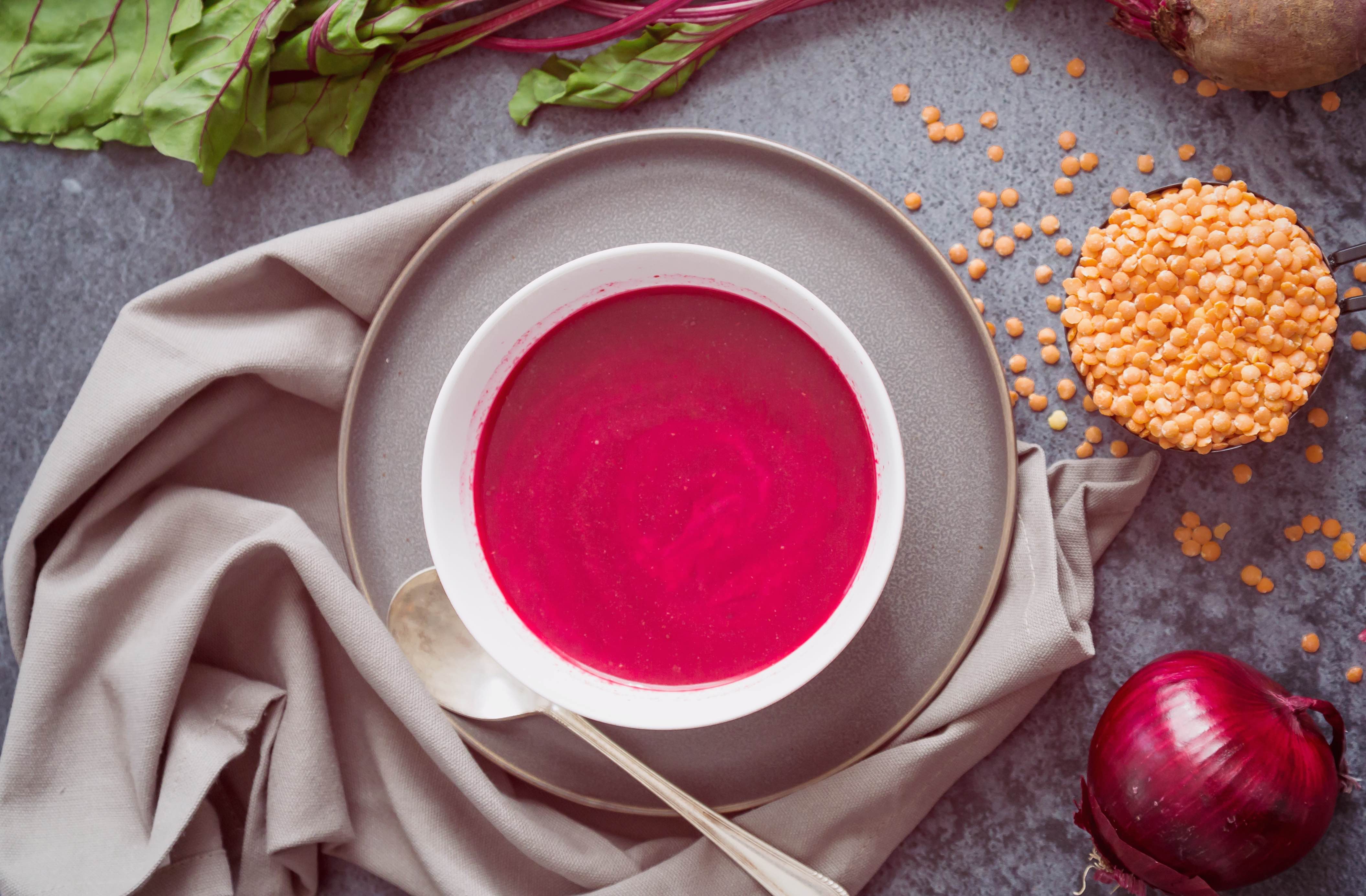 Puréed beetroot and potato soup