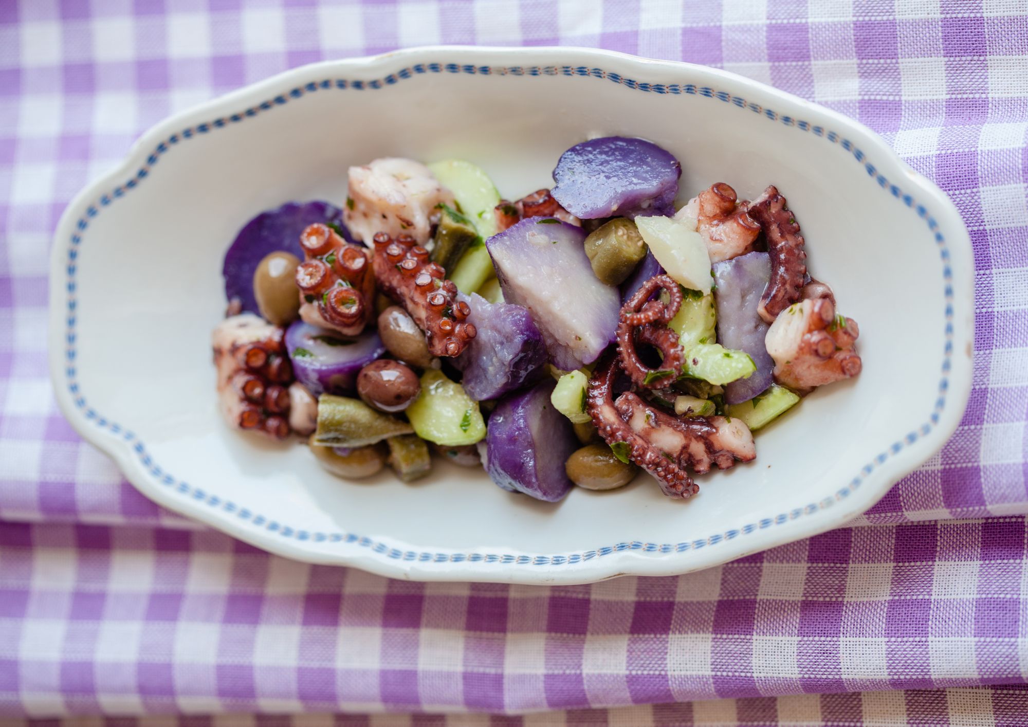 Octopus, celery and Bleuet potato salad