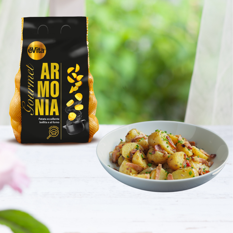Monique potatoes with Mediterranean spices and pancetta: a burst of flavour