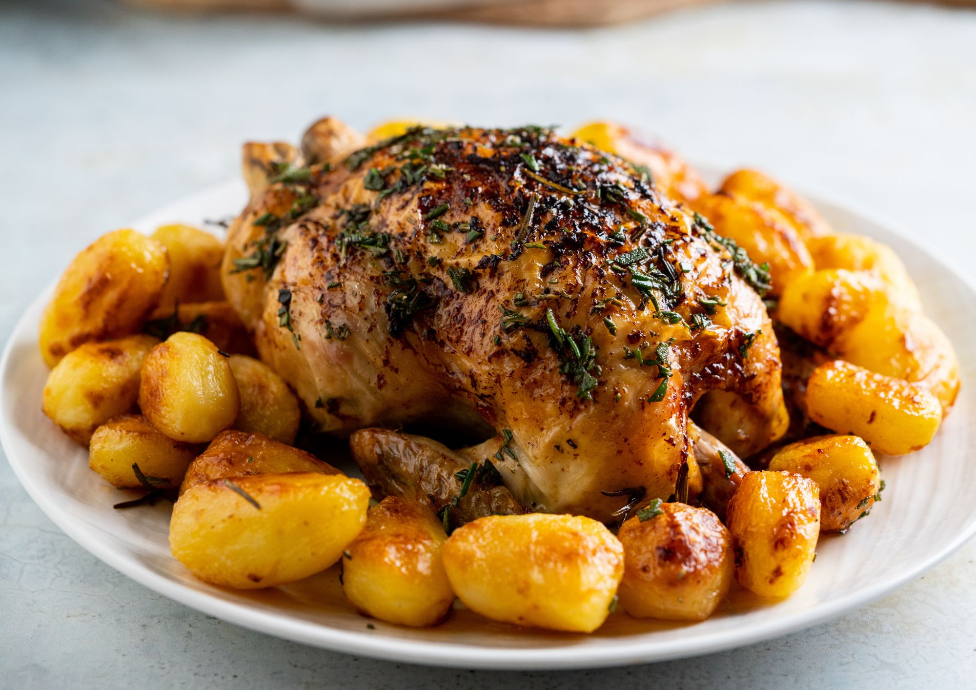 Roast chicken with Ready to Eat Mini èVita Potatoes