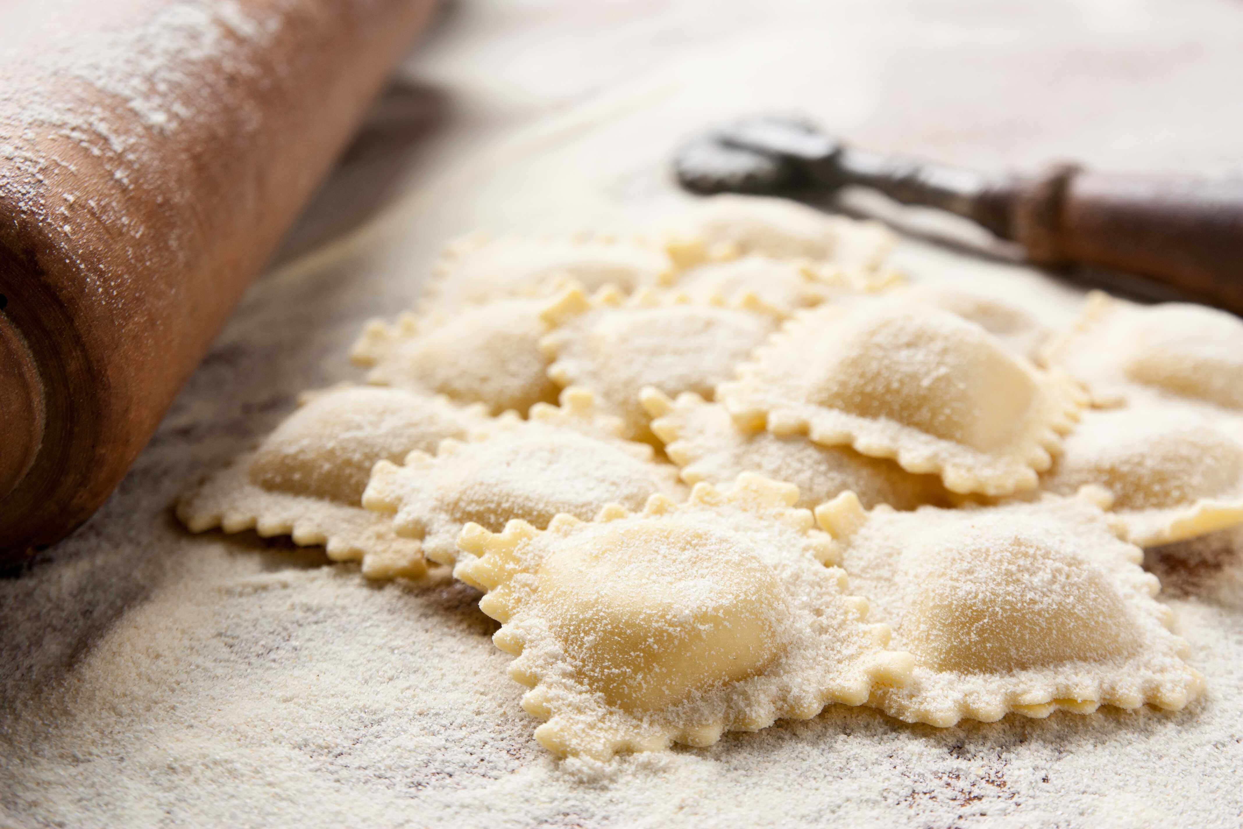 Ravioli stuffed with potatoes and spinach