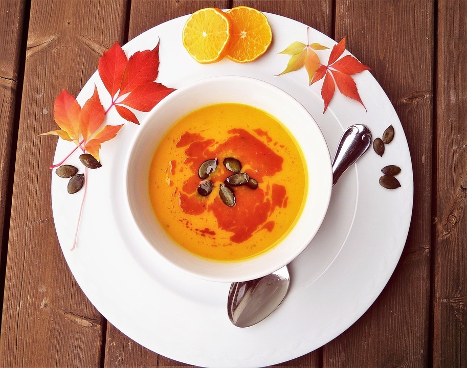 Creamy pumpkin, sweet potato and orange soup